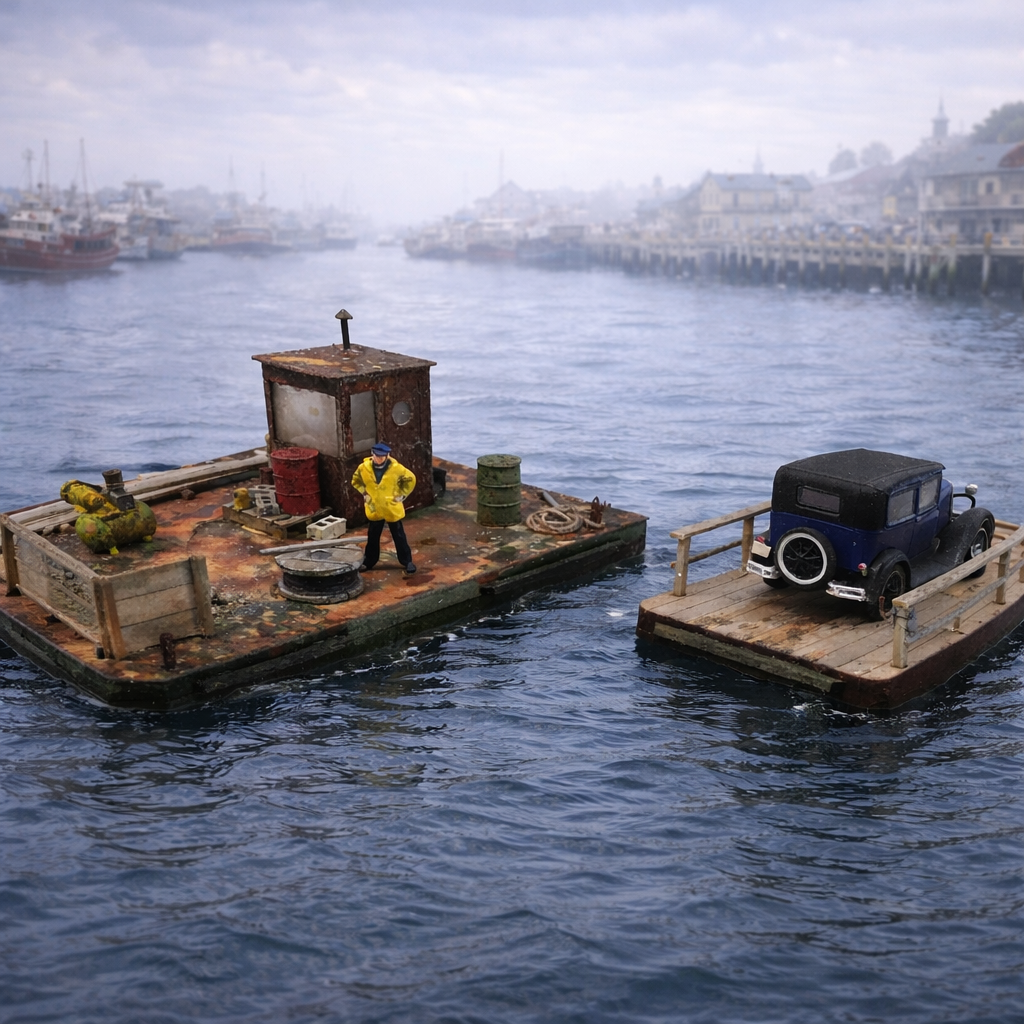 Barge Combo: Work Barge and Ferry- HO Scale Kit