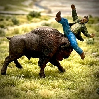 Bison Vs. Tourist- HO Scale Figures