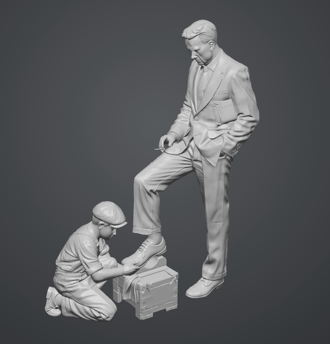 Street Shoe Shine - HO Scale Figure