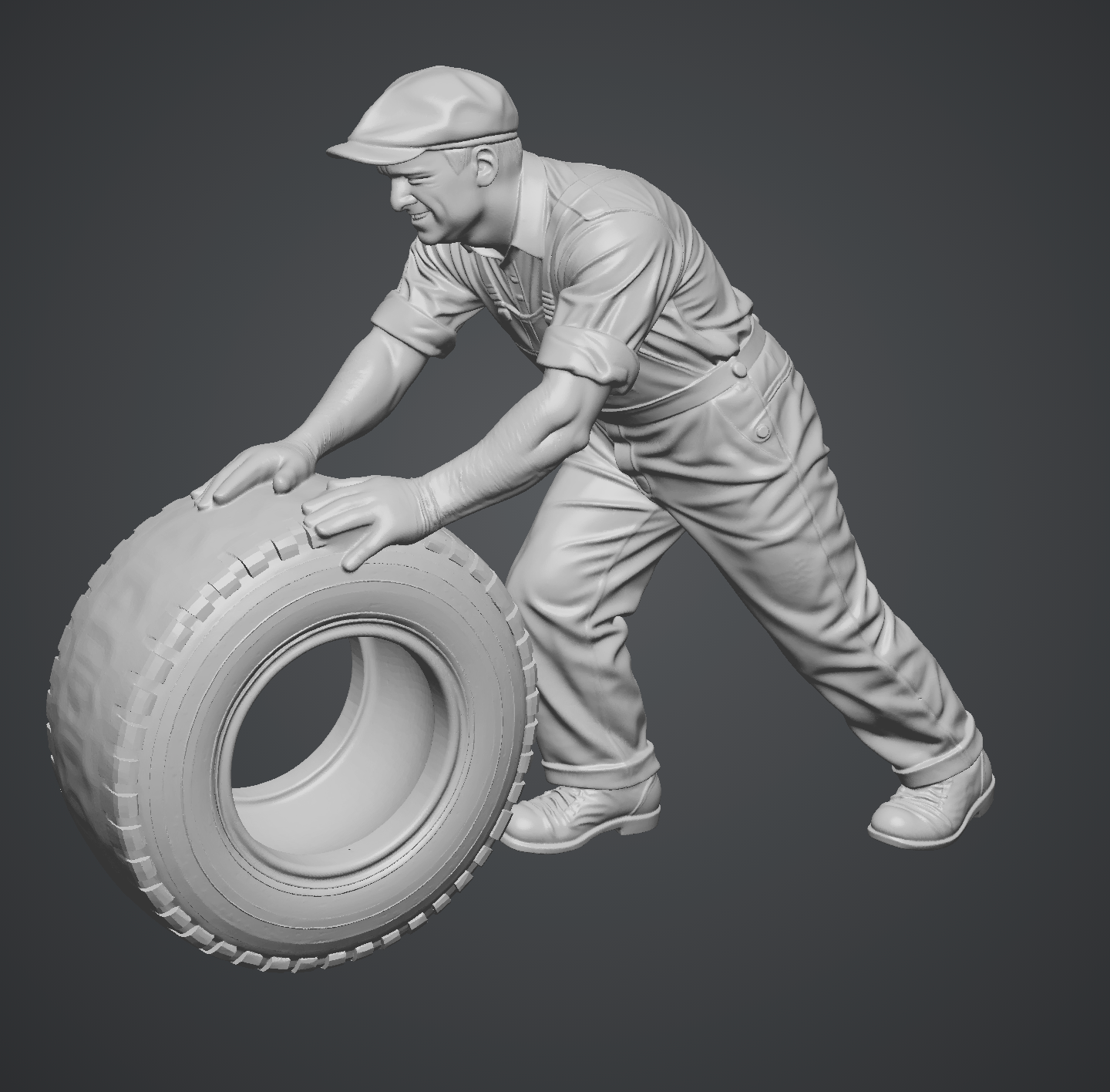 Pushing Rubber - HO Scale Figure