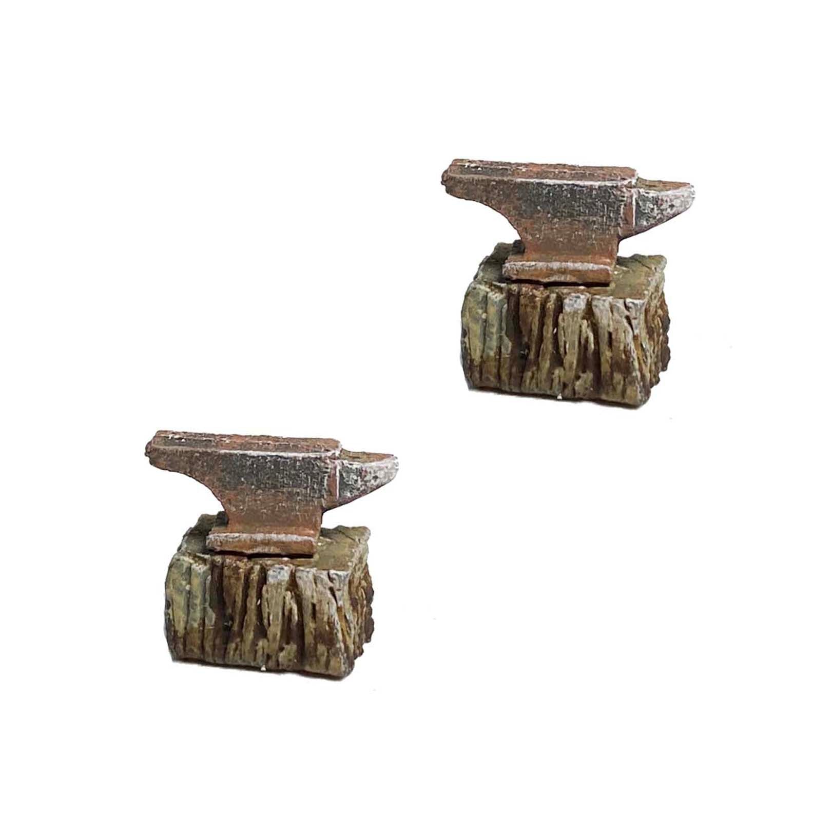 Anvil on Wood Block (2) - Metal Detail Part HO Scale