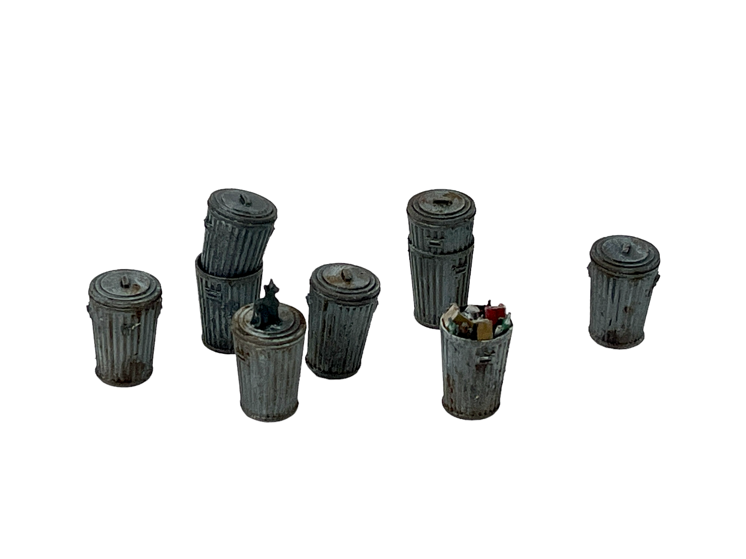 Trash Cans / Assorted (Set of 7)- Resin Detail Part O Scale