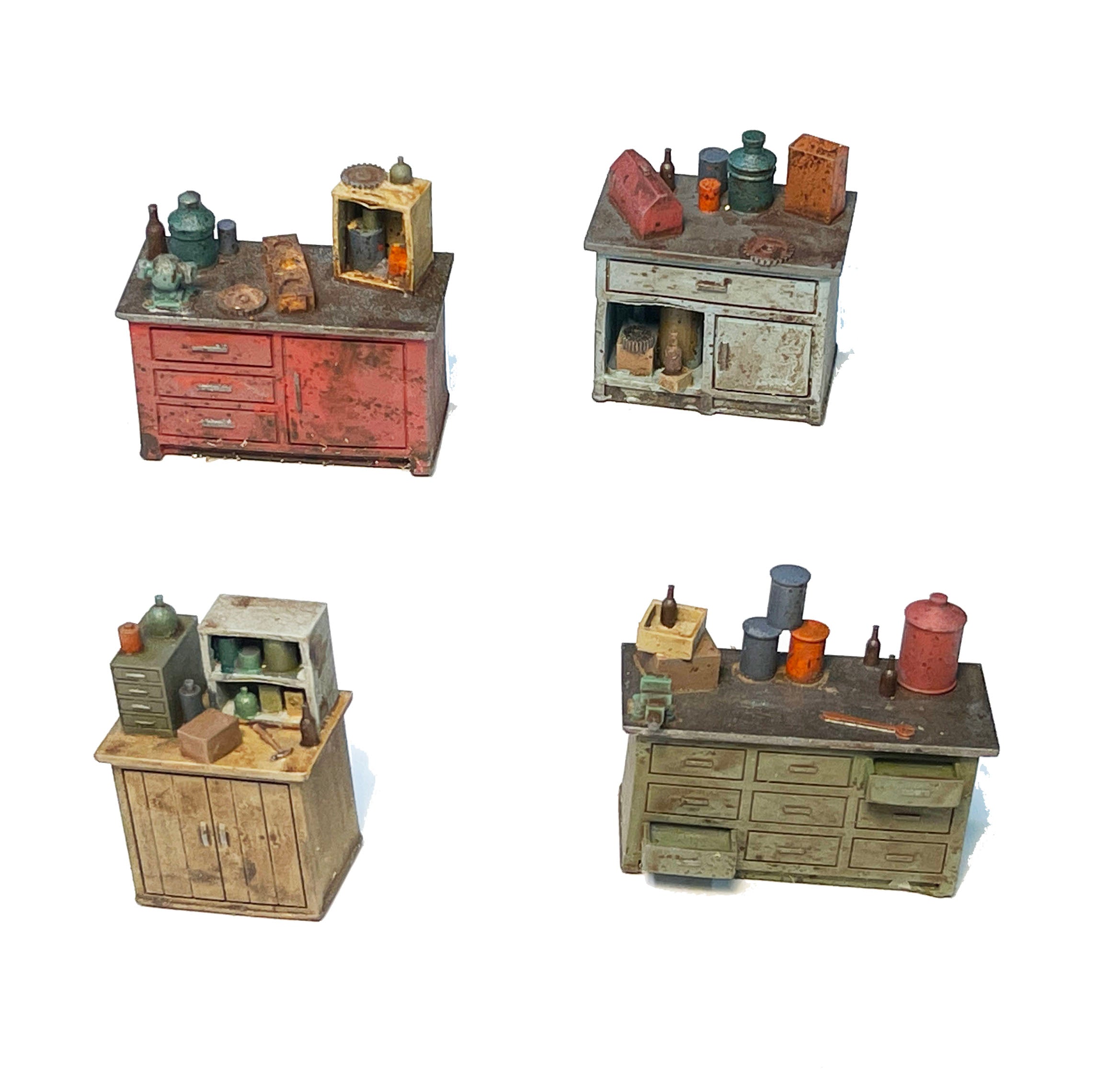 Work Cabinets Set of 4 - Resin Detail Part O Scale