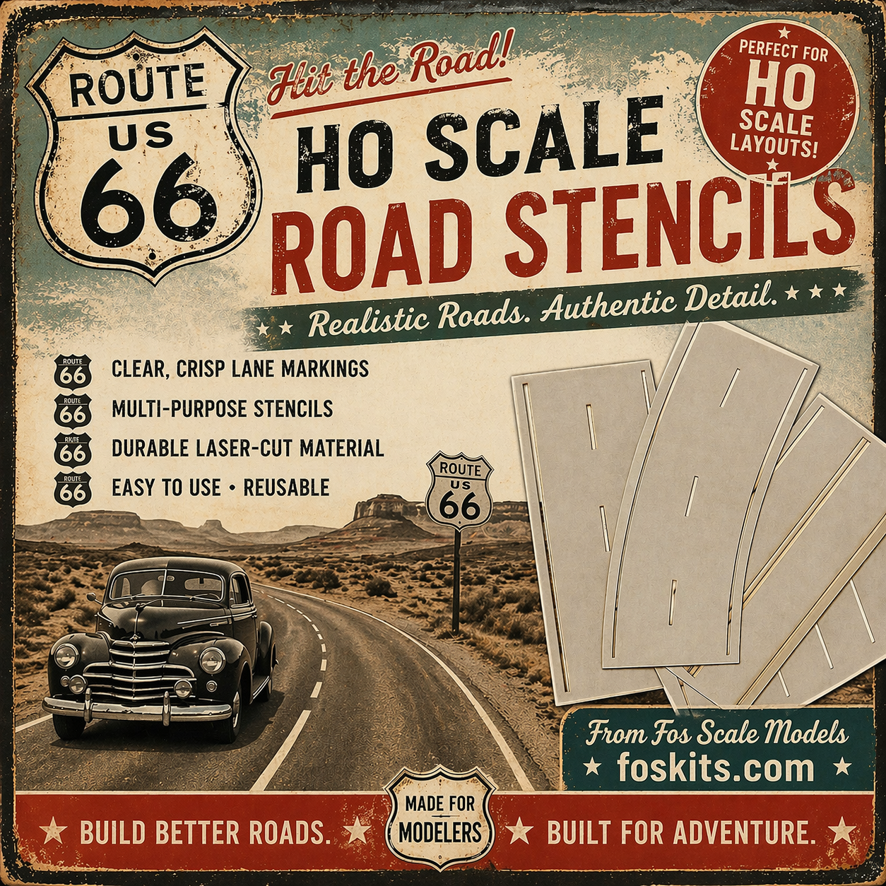 ROADWAY STENCIL STRAIGHT DASH- HO SCALE