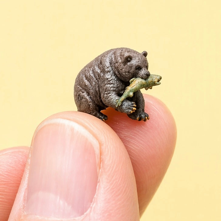 Bear Vs. Fish -  HO Scale Figure