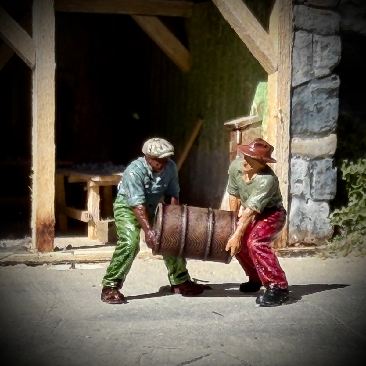 Oil Drum Delivery  - HO Scale Figures (Set of 2)