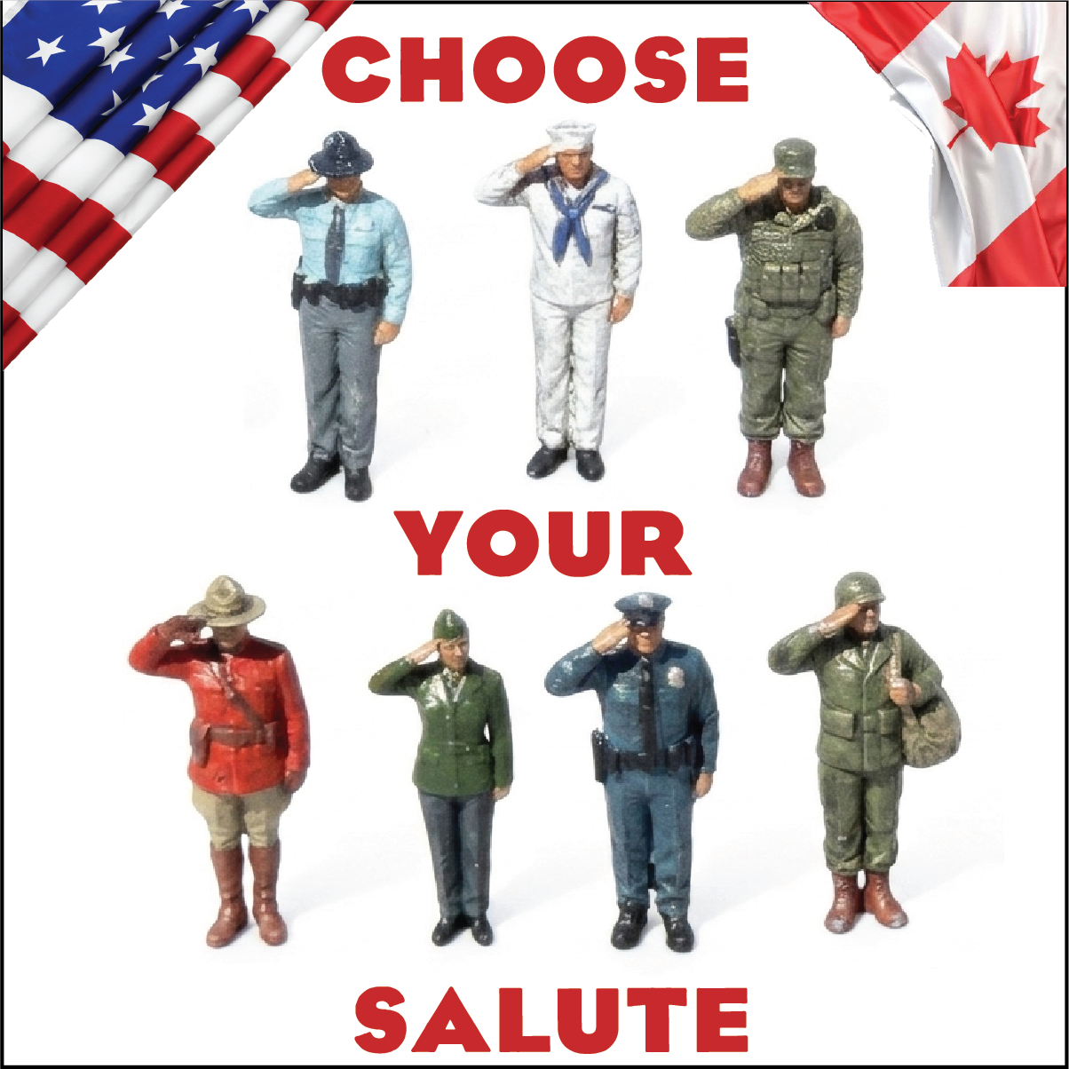 Hero Salute  - HO Scale Figure (CHOOSE ONE)