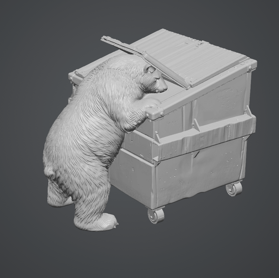 Dumpster Bear  - HO Scale Figure