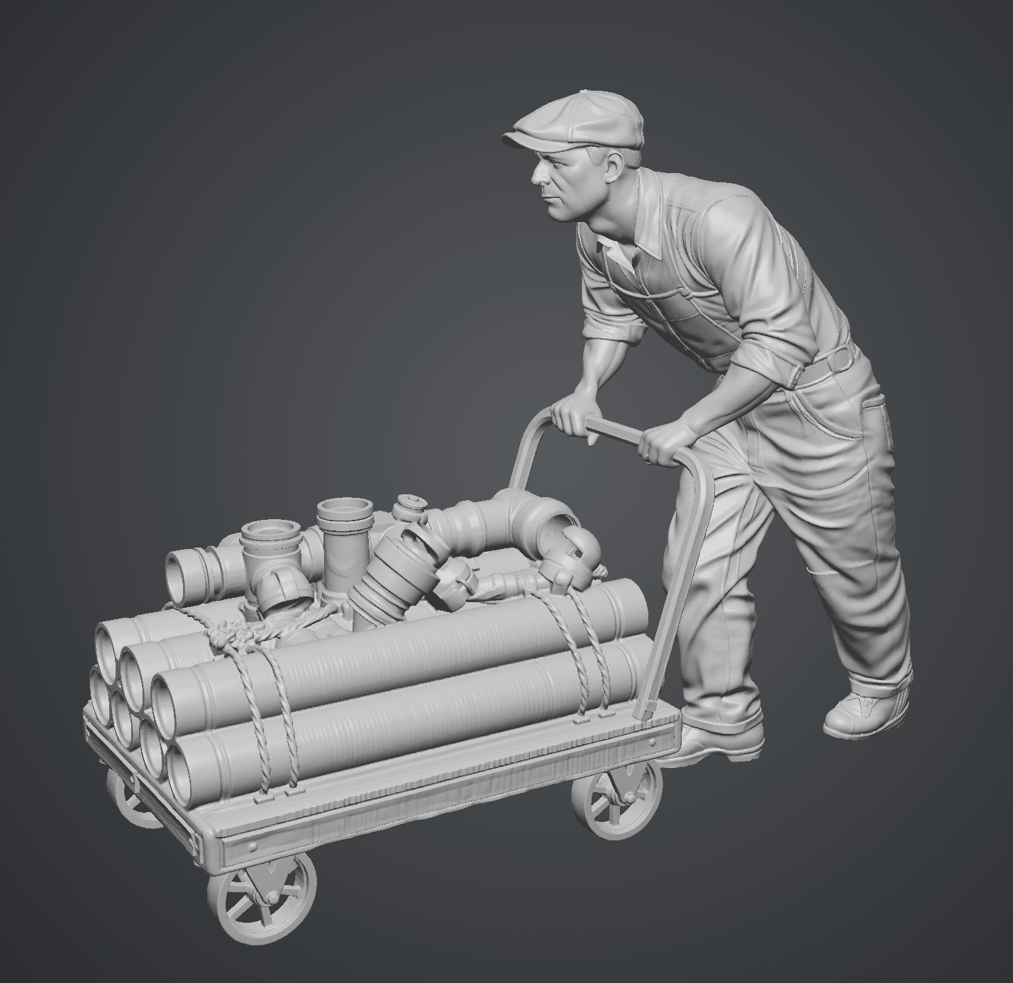 Pipe Delivery - HO Scale Figure