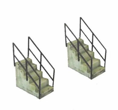 Concrete Steps w/Railings - Metal Detail Part HO Scale