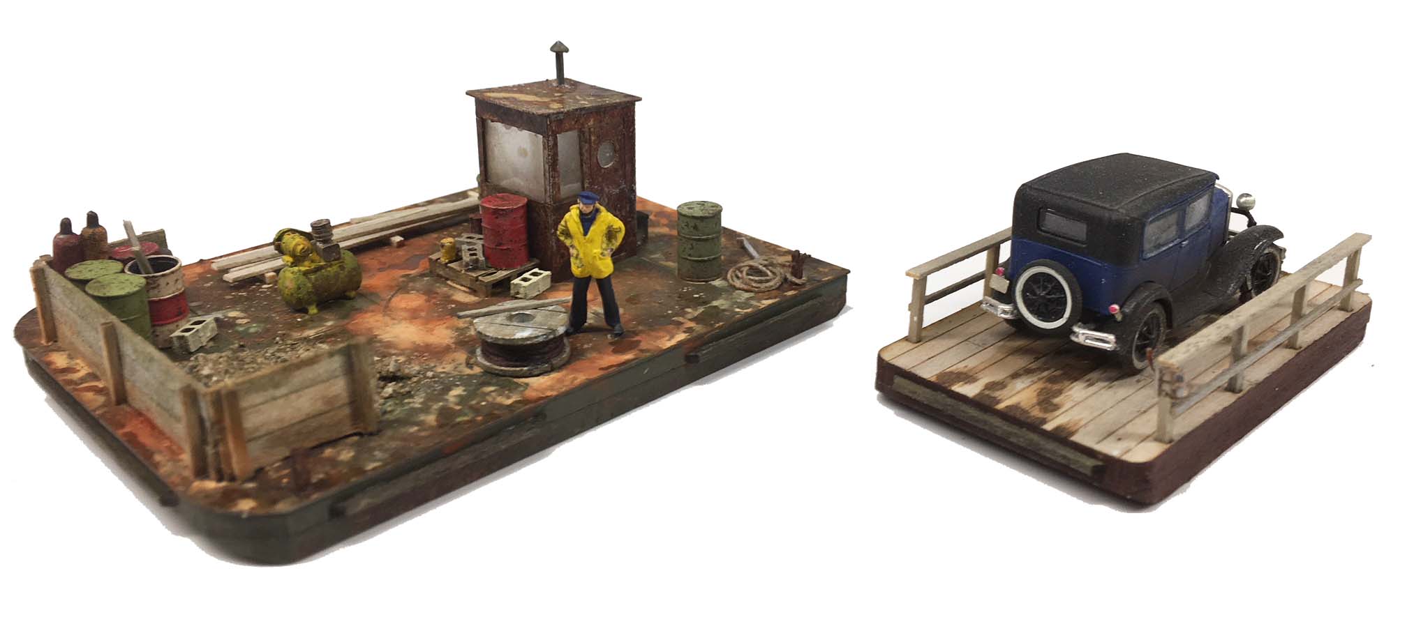 Barge Combo: Work Barge and Ferry- HO Scale Kit