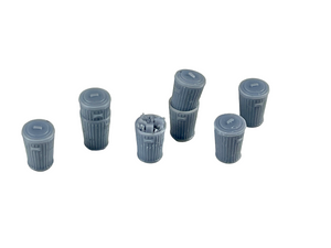 Trash Cans - Set of 7  - Resin Detail Part HO Scale
