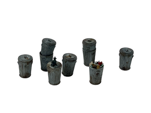 Trash Cans / Assorted (Set of 7)-  Resin Detail Part O Scale