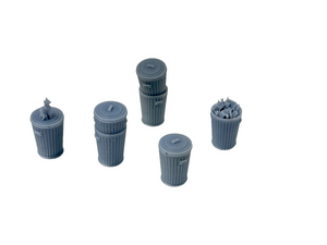 Trash Cans / Assorted (Set of 7)-  Resin Detail Part O Scale