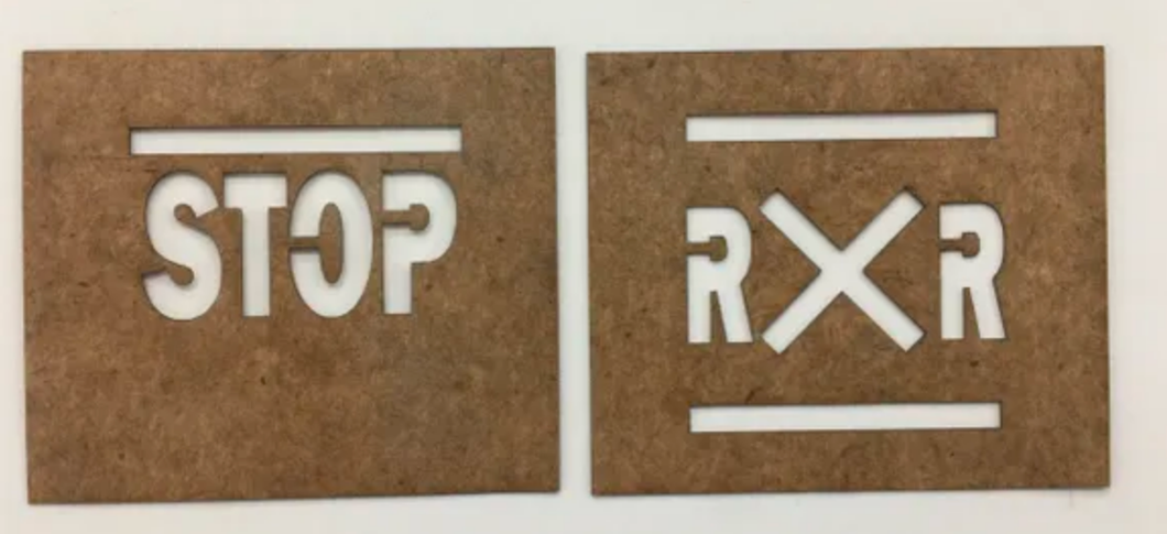 STOP & RAILROAD XING STENCIL- HO SCALE